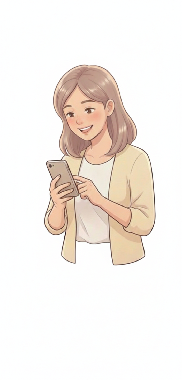 スマホを見る女性のイラスト
